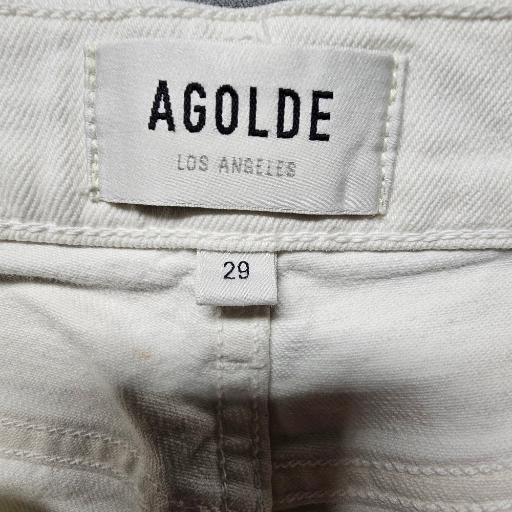 Agolde Nico High Rise‎ Slim Fit Jeans Cream Off White A093-B-1085 Size 29